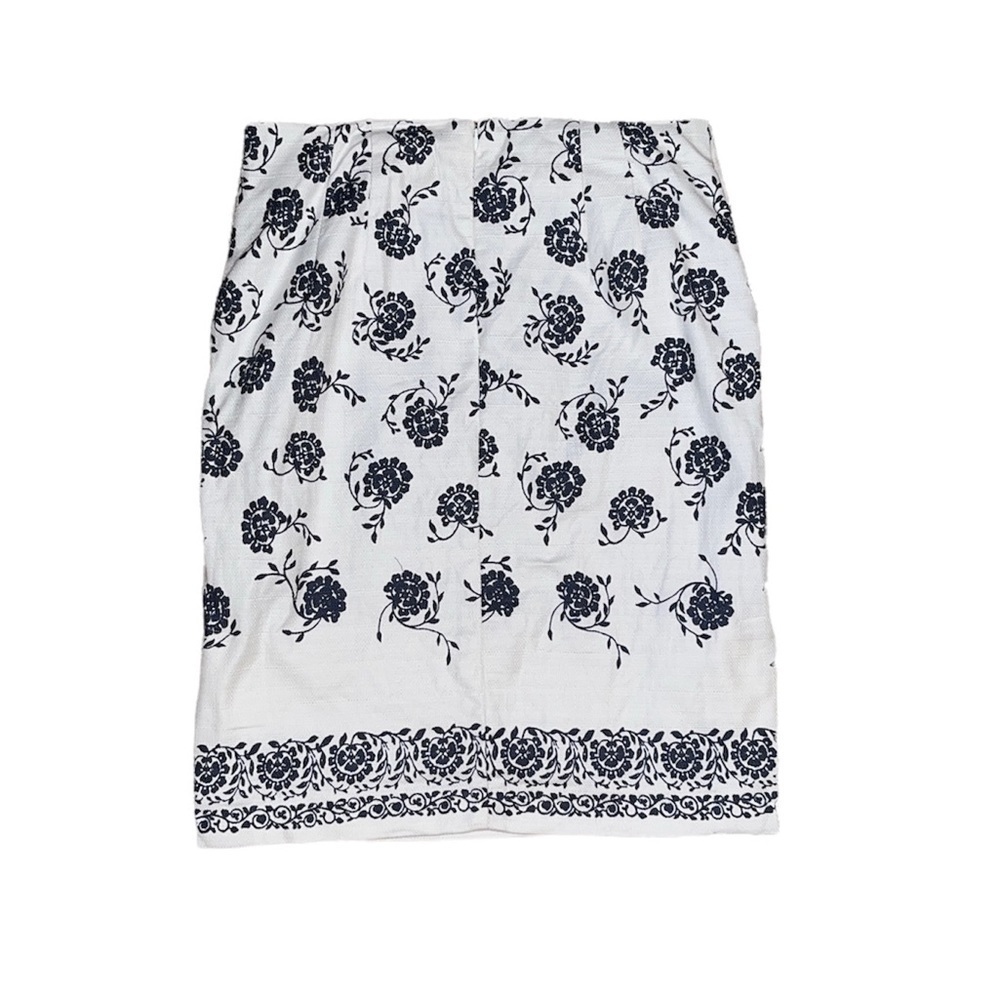 Loft Blue & White Floral Pencil Skirt - Picture 4 of 7